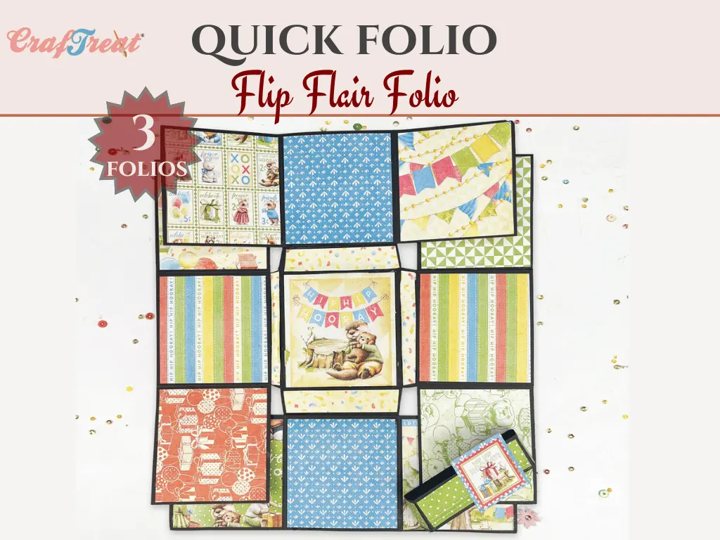 Craftreat Scrapbook Blank Quick Folio - Flip Flair Folio - Black, Kraft And White 1