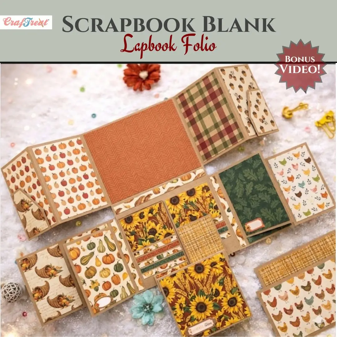Craftreat Scrapbook Blank Precut Album Base - Lapbook Folio - Kraft 1