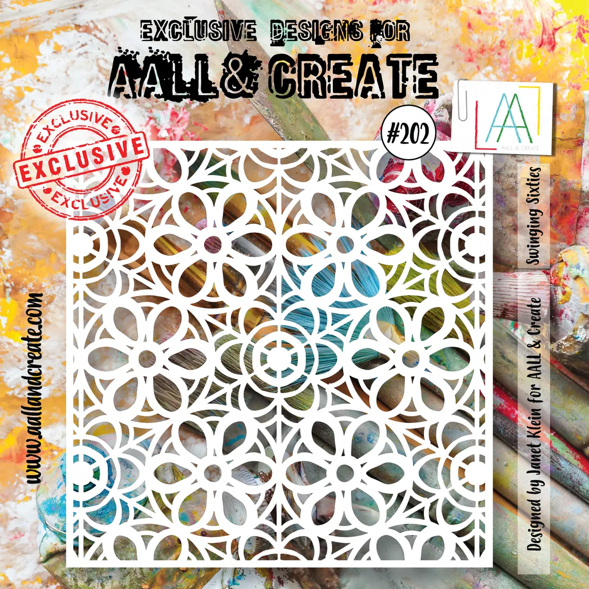 Aall And Create  6"X6" Stencil - 202 - Swinging Sixties 1