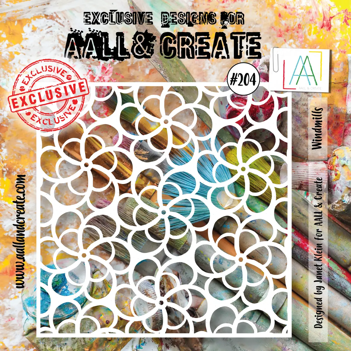 Aall And Create  6"X6" Stencil - 204 - Windmills 1