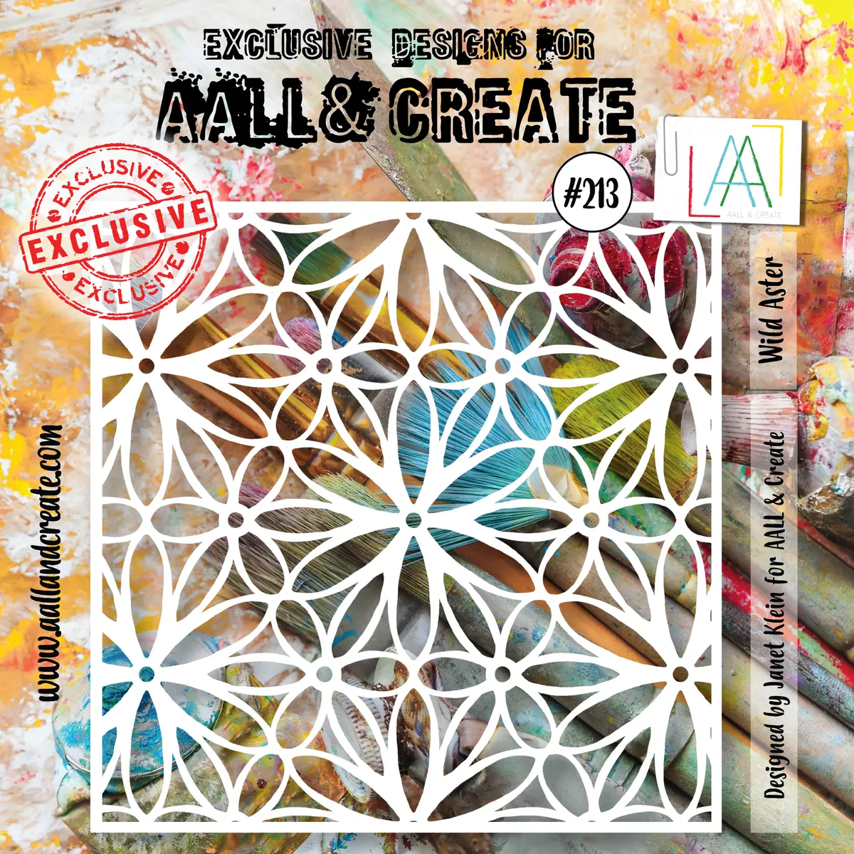 Aall And Create  6"X6" Stencil - 213 - Wild Aster 1