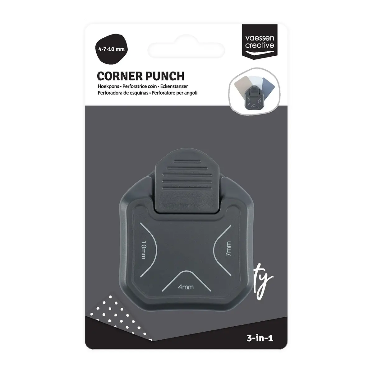Vaessen Creative • 3-In-1 Corner Punch 4-7-10Mm Graphite 1
