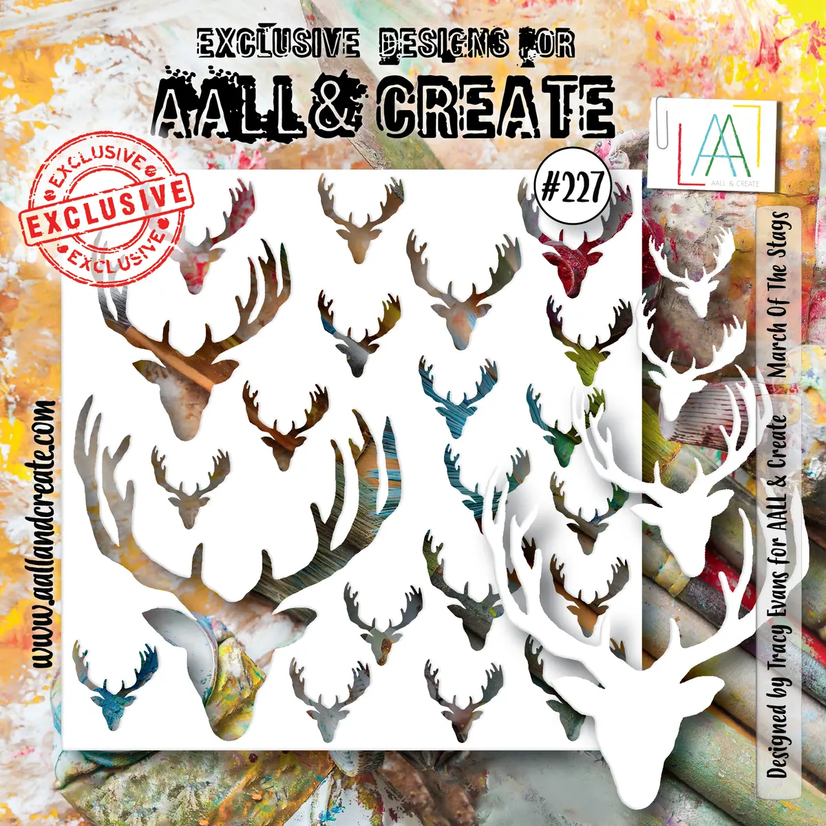 Aall And Create - 6"X6" Stencil - March Of The Stags 1