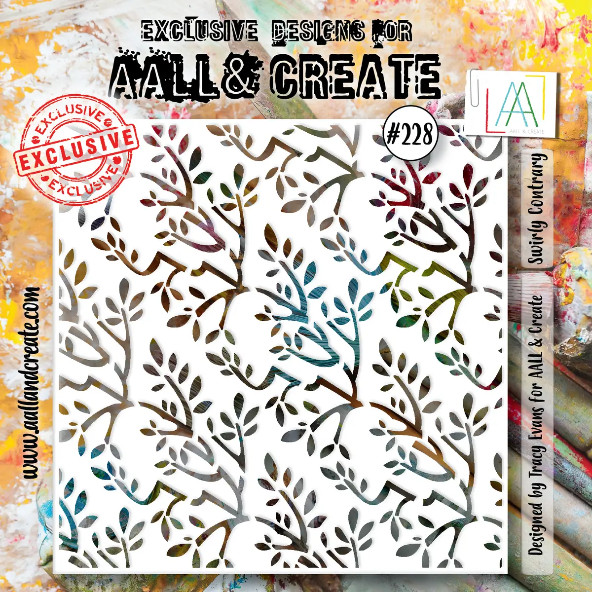 Aall And Create - 6"X6" Stencil - Swirly Contrary 1