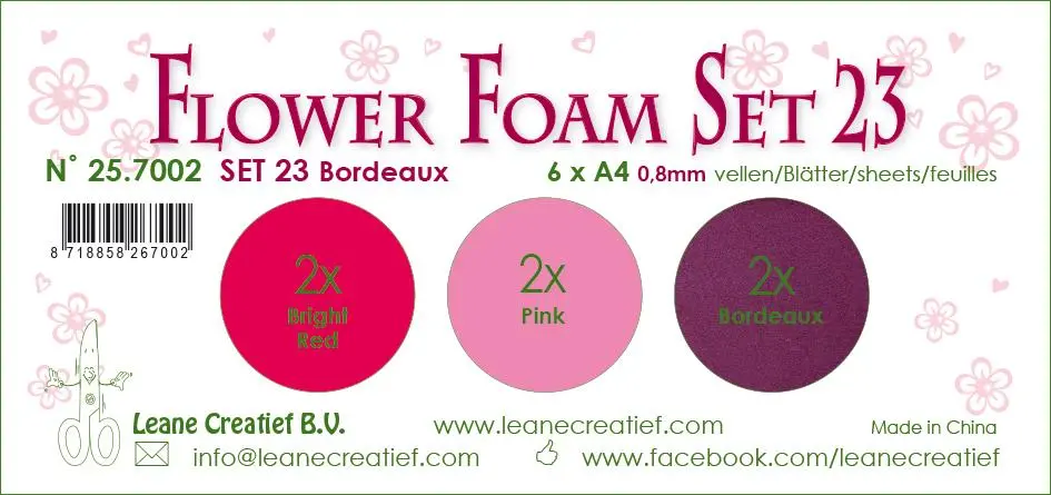 Flower Foam Set 23, 6 Sheets A4 3X2 Bordeaux Colours 1