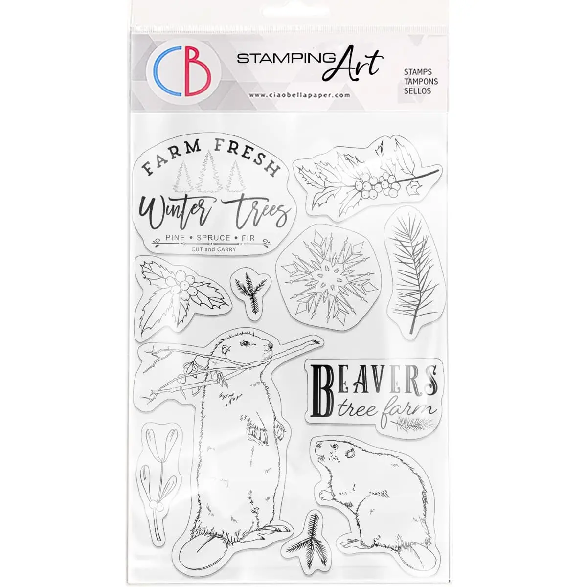 Ciao Bella Clear Stamp Set 6"X8" Beavers Tree Farm 1