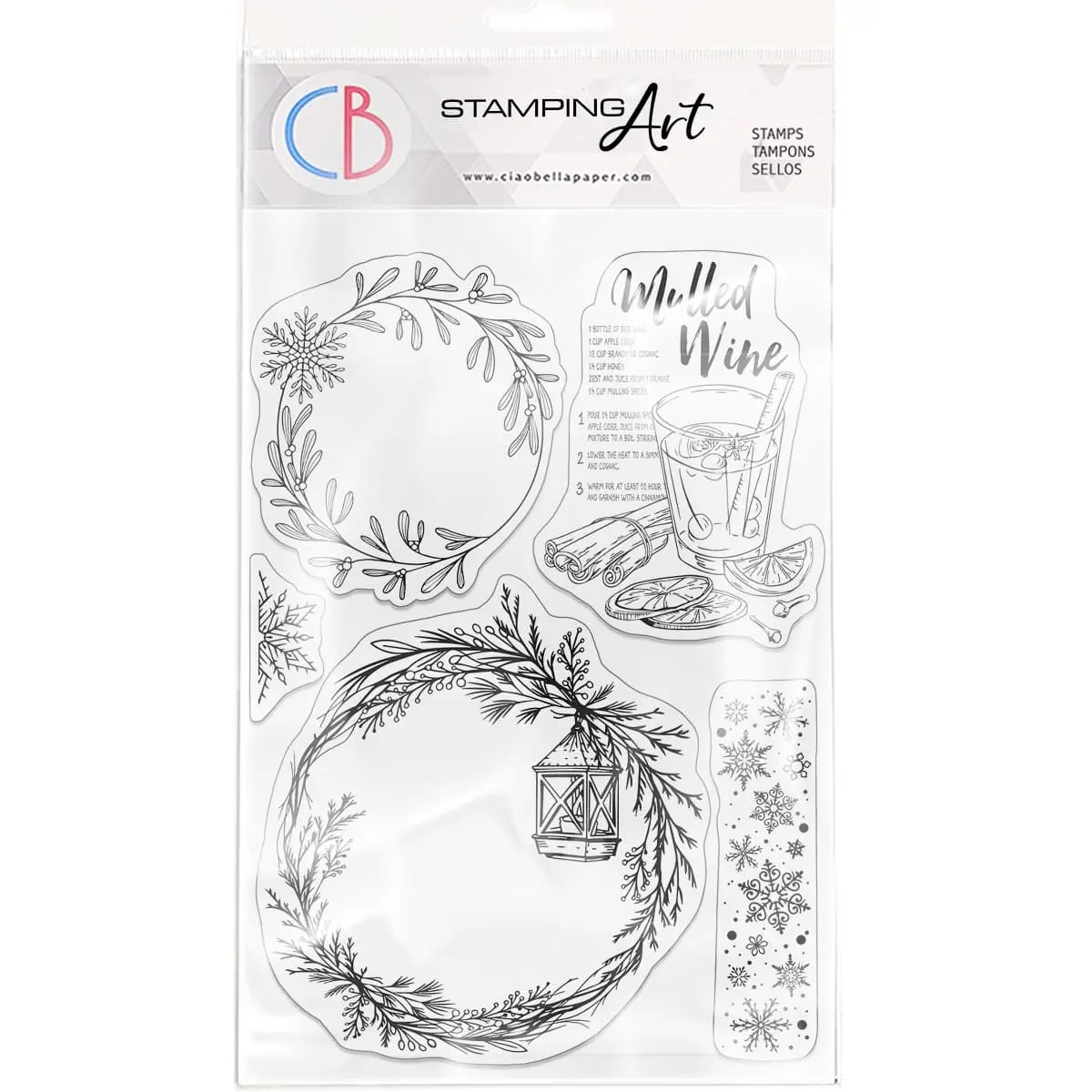 Ciao Bella Clear Stamp Set 6"X8" Wreaths & Mulled Wine 1
