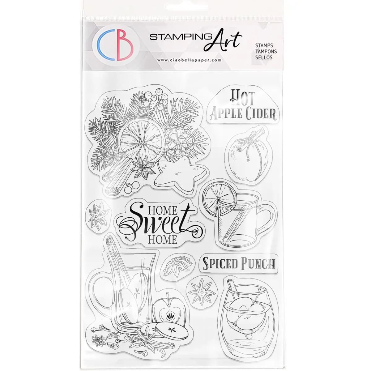 Ciao Bella Clear Stamp Set 6"X8" Hot Apple Cider 1