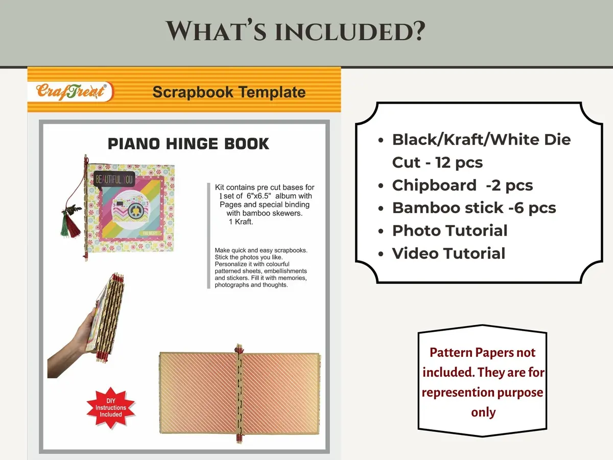 Craftreat Piano Hinge Book Diy Scrapbook Blanks - White 1