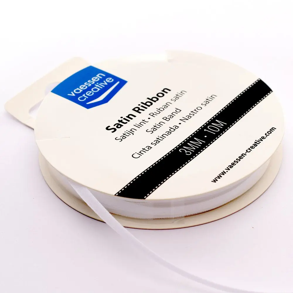 Vaessen Creative Satin Ribbon 3Mmx10m White 1