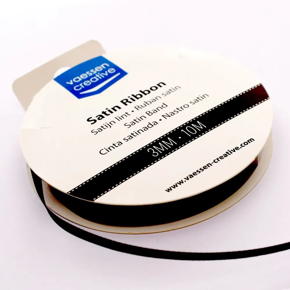 Vaessen Creative Satin Ribbon 3Mmx10m Black 1