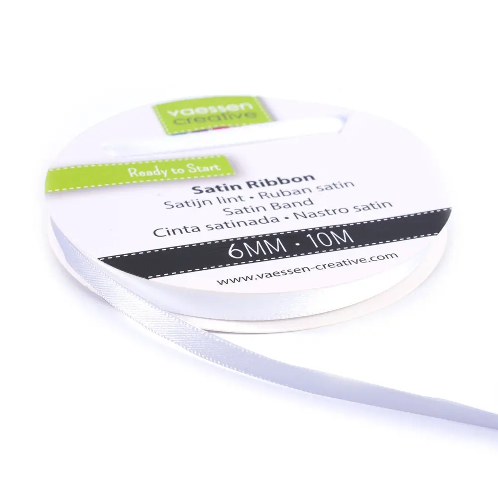 Vaessen Creative Satin Ribbon 6Mmx10m White 1