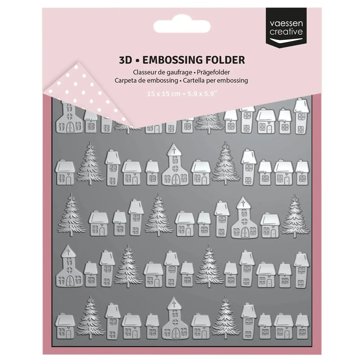 Vaessen Creative • 3D Embossing Folder Christmas Village 15X15cm 1