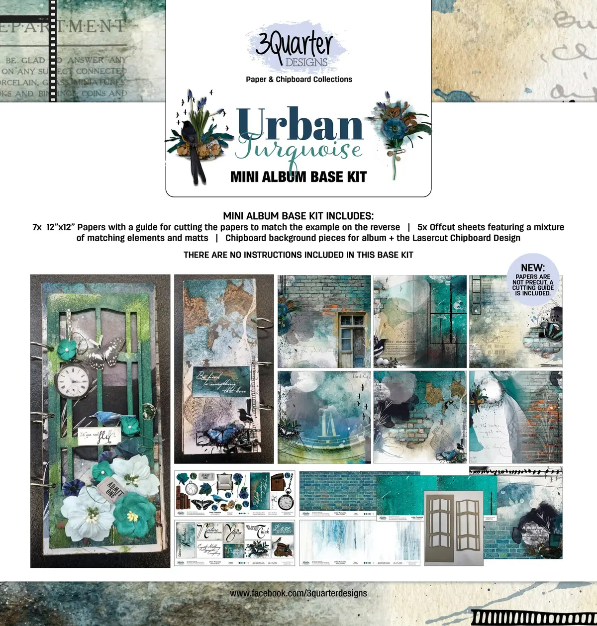 3Quarter Designs - Mini Album Base Kit - Urban Turquoise 1