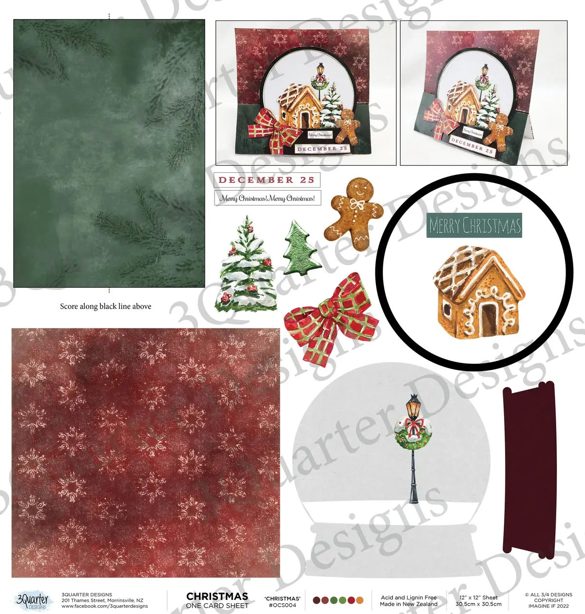 3Quarter Designs - One Card Project Sheet - Christmas 1