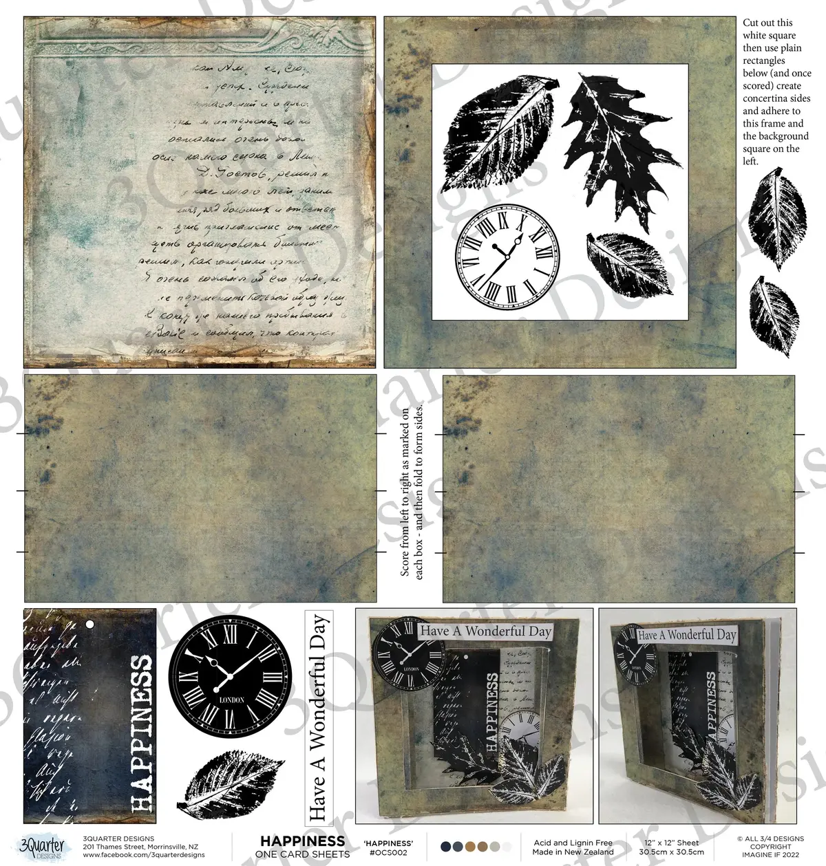 3Quarter Designs - One Card Project Sheet - Happiness 1