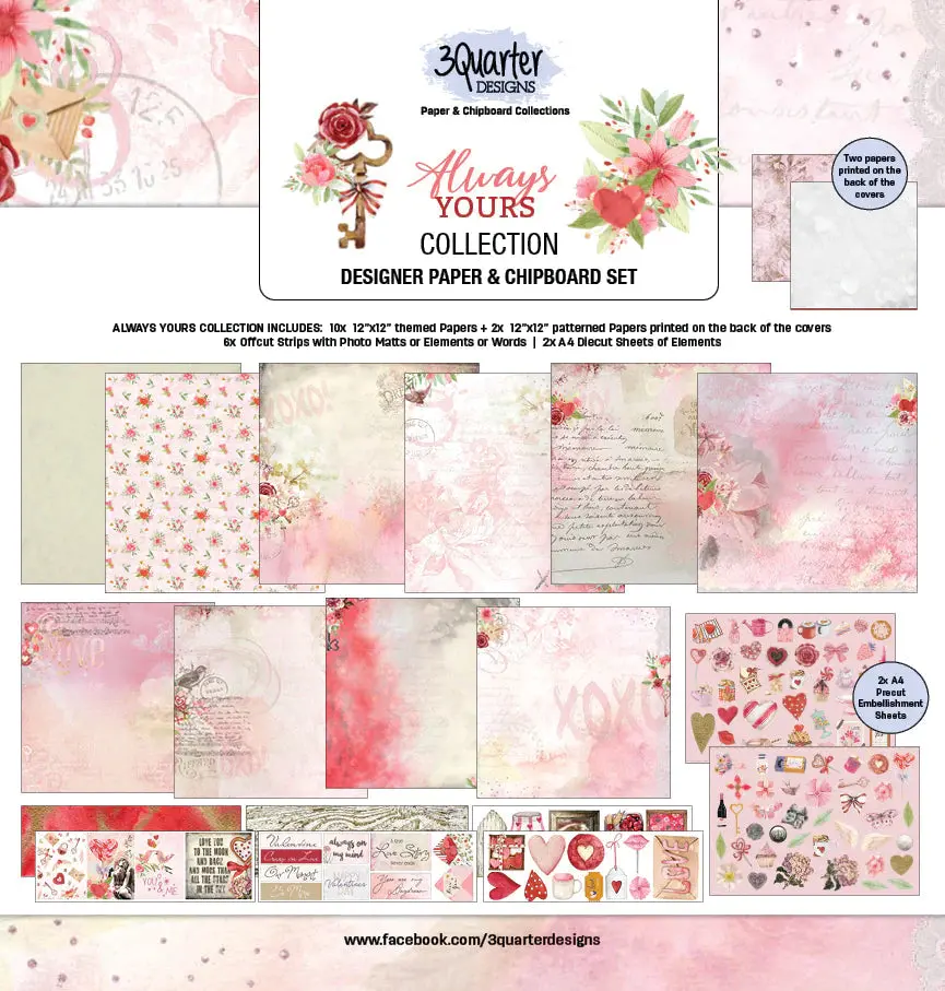 3Quarter Designs - 12" X 12" Paper Pack  - Always Yours 1