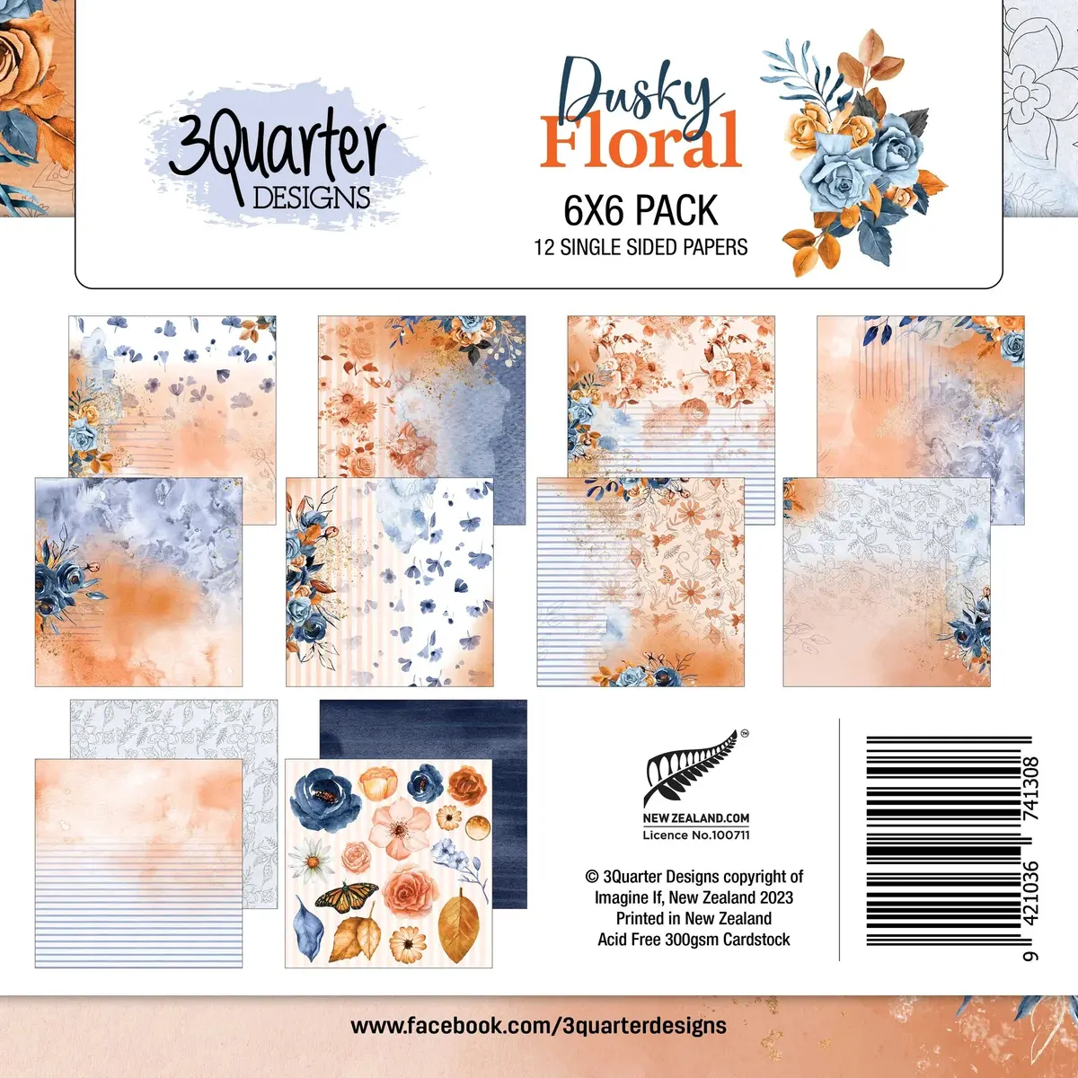 3Quarter Designs - Dusky Floral - Paper Pad 6 X 6 1
