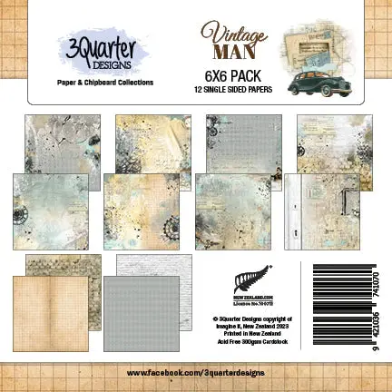 3Quarter Designs - 6" X 6" Paper Pack - Vintage Man 1