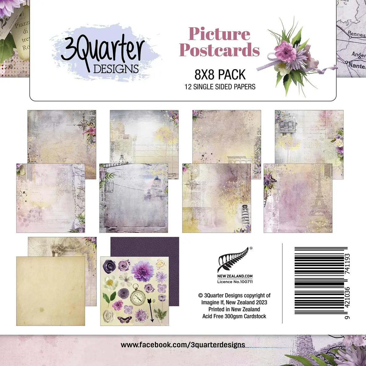 3Quarter Designs - 8" X 8" Paper Pack - Picture Postcard 1