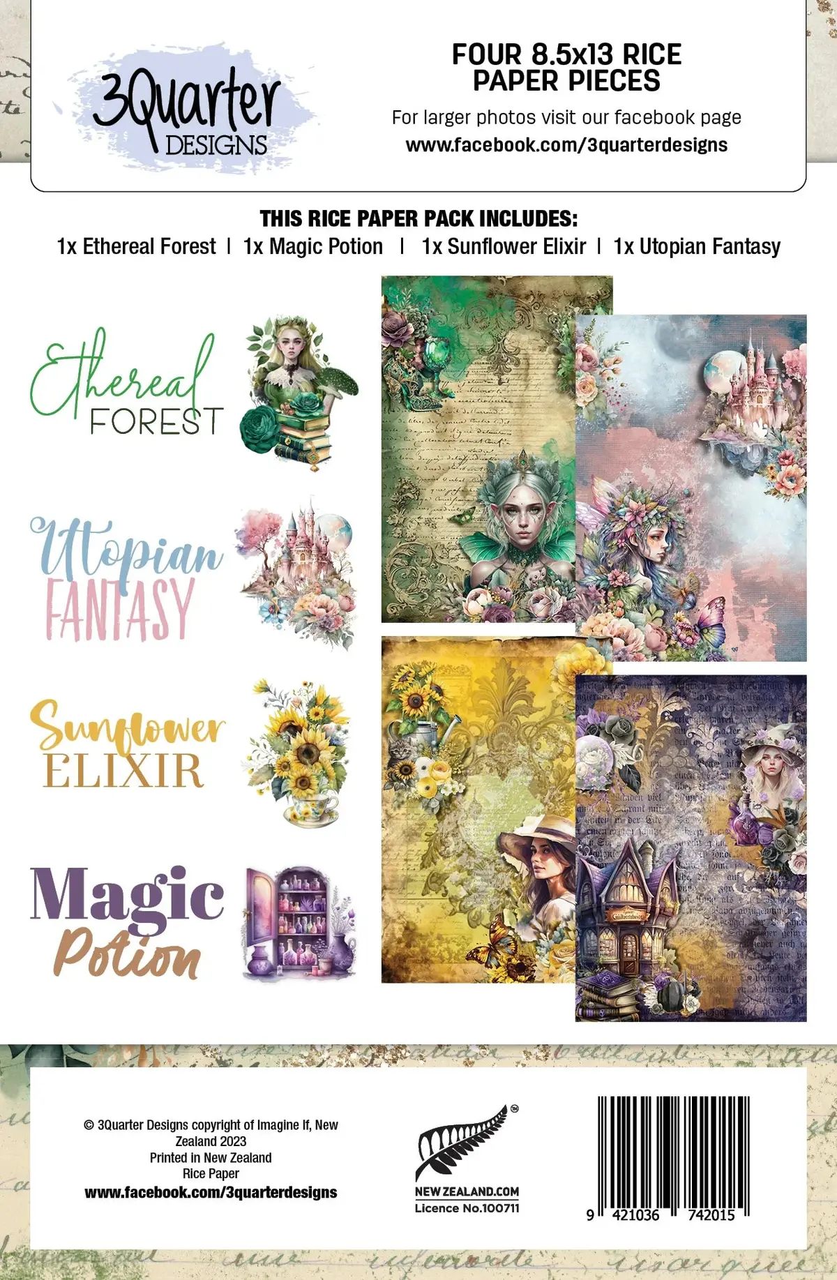 Rice Paper Bundle 1 - 1 Of Each (Ethereal Forest, Utopian Fantasy, Sunflower Elixir, Magic Potion) 1