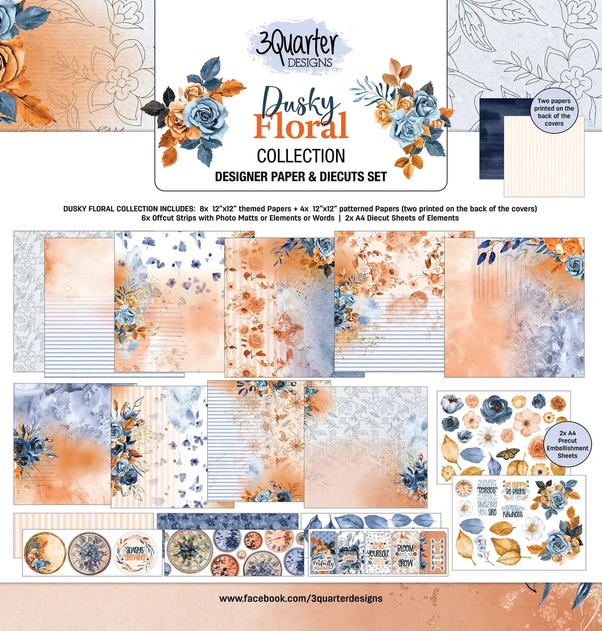 3Quarter Designs - Dusky Floral - Scrapbook Collection 1