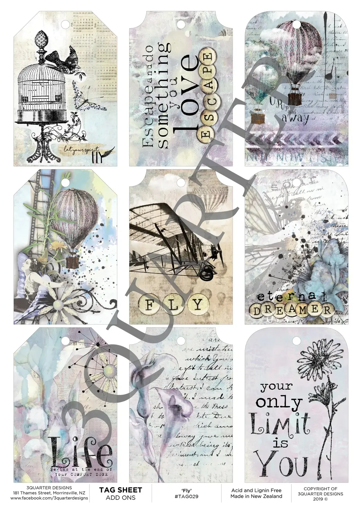 3Quarter Designs - Tag Sheet - Fly 1