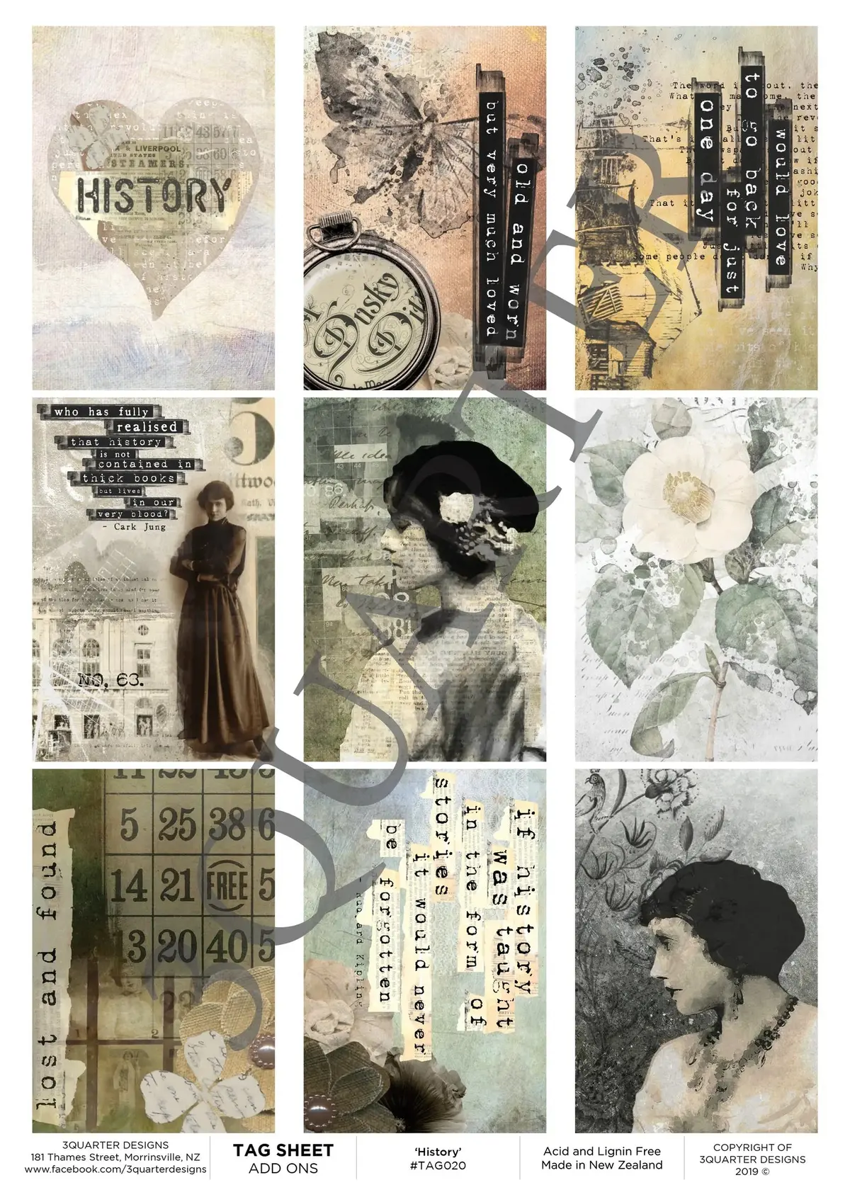 3Quarter Designs -Tag Sheet - History 1