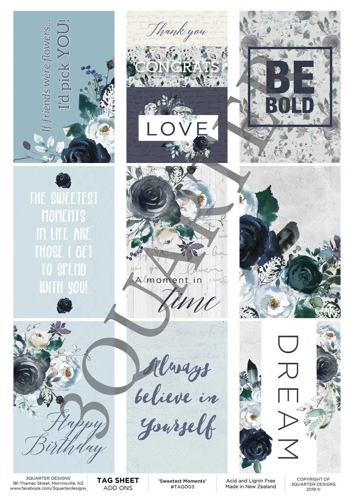 3Quarter Designs - Tag Sheet - Sweetest Moments 1