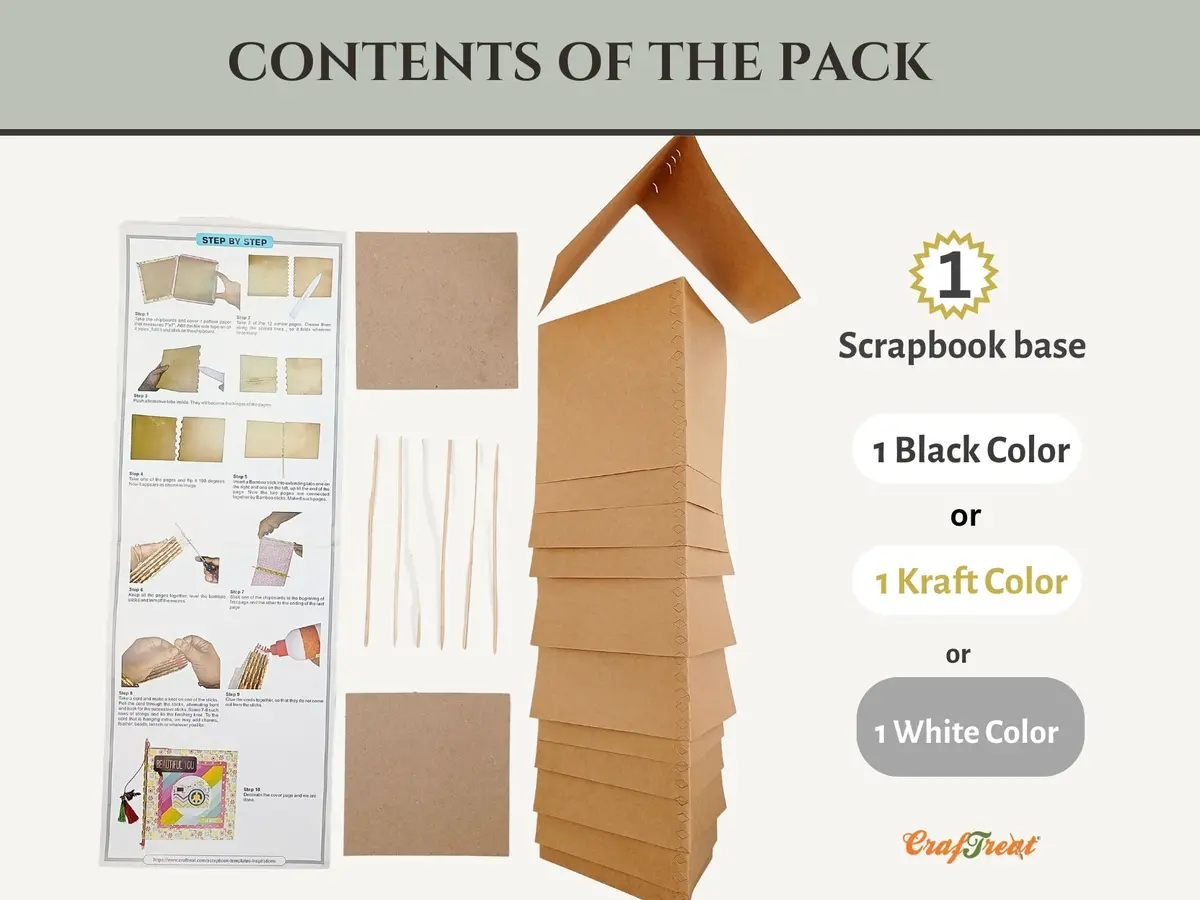 Craftreat Piano Hinge Book Diy Scrapbook Blanks - White 2