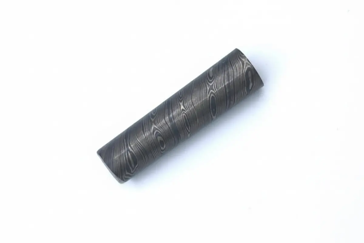 4 Inch Damascus Steel Round Bar Rod 1-1/8 Diameter For Ring Making 1