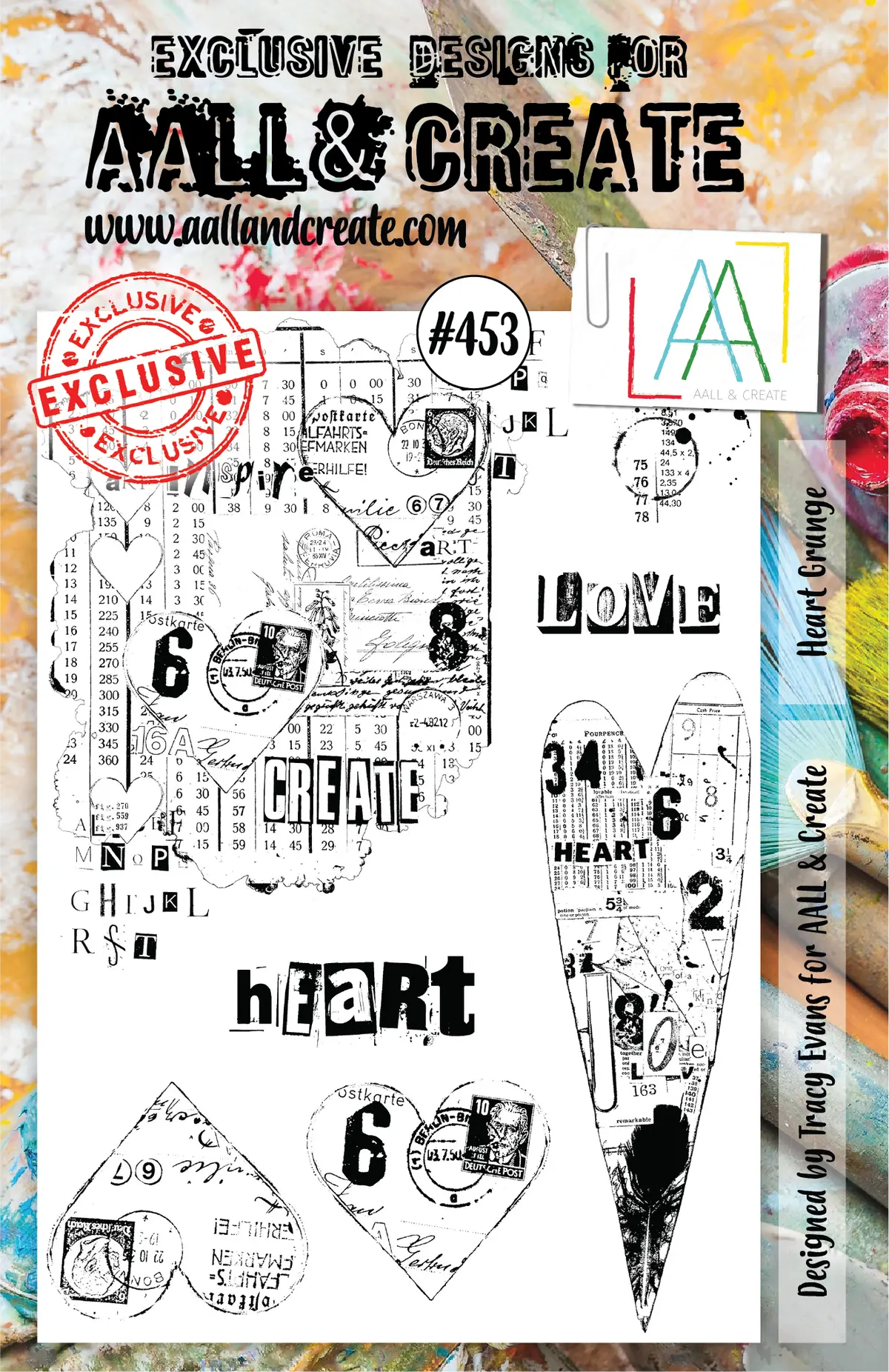 Aall And Create Stamp Set - 453 - Heart Grunge 1