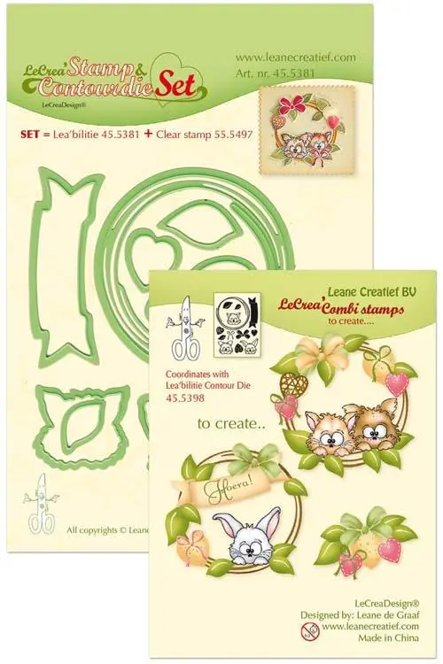 Leabilitie Die & Stamp Set - Wreath With Pets 1