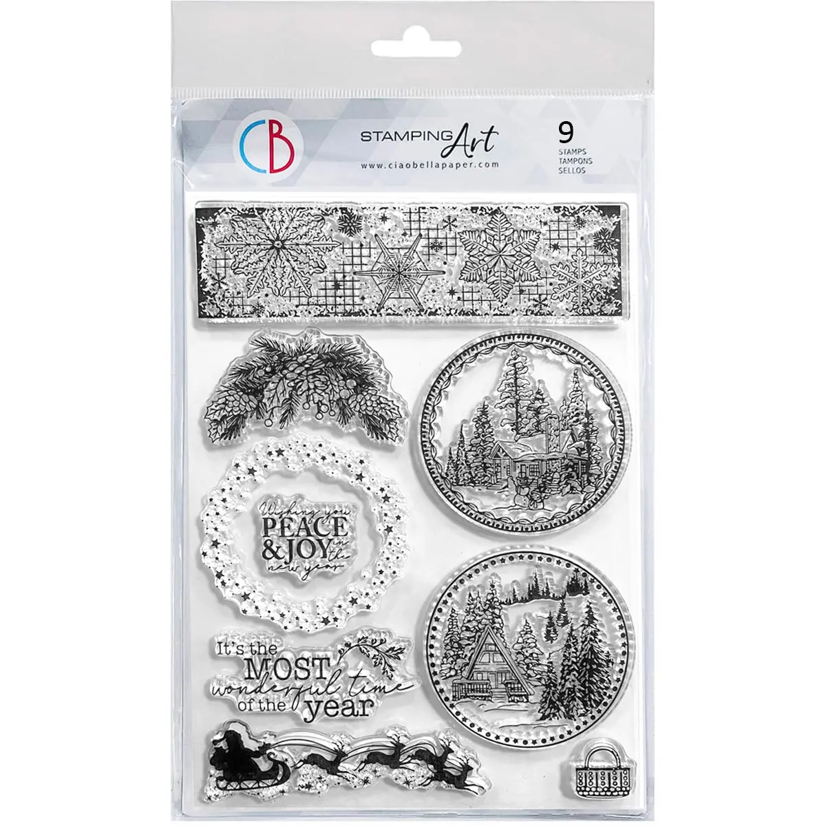 Ciao Bella Clear Stamp Set 6"X8" Winter Landscape Balls 1