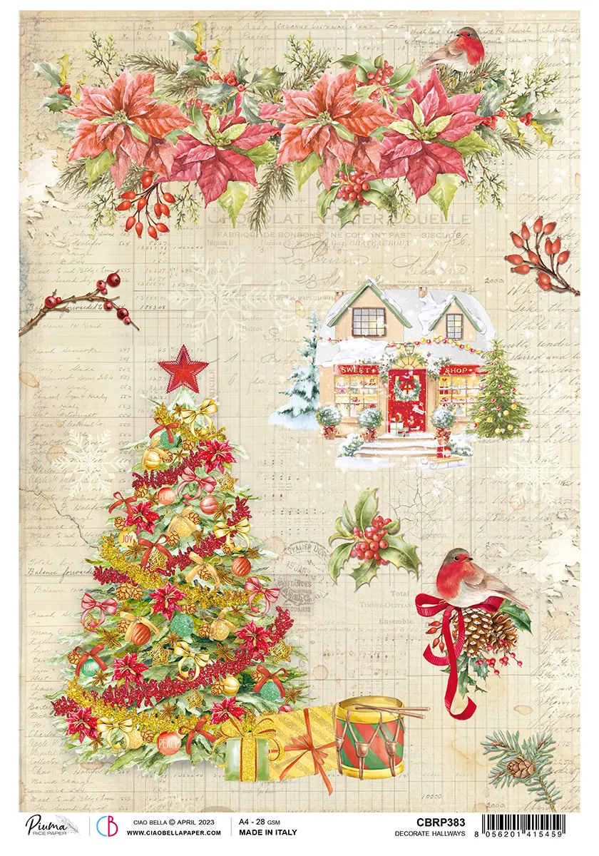 Ciao Bella Rice Paper A4 Piuma Decorate Hallways - 5 Sheets 1