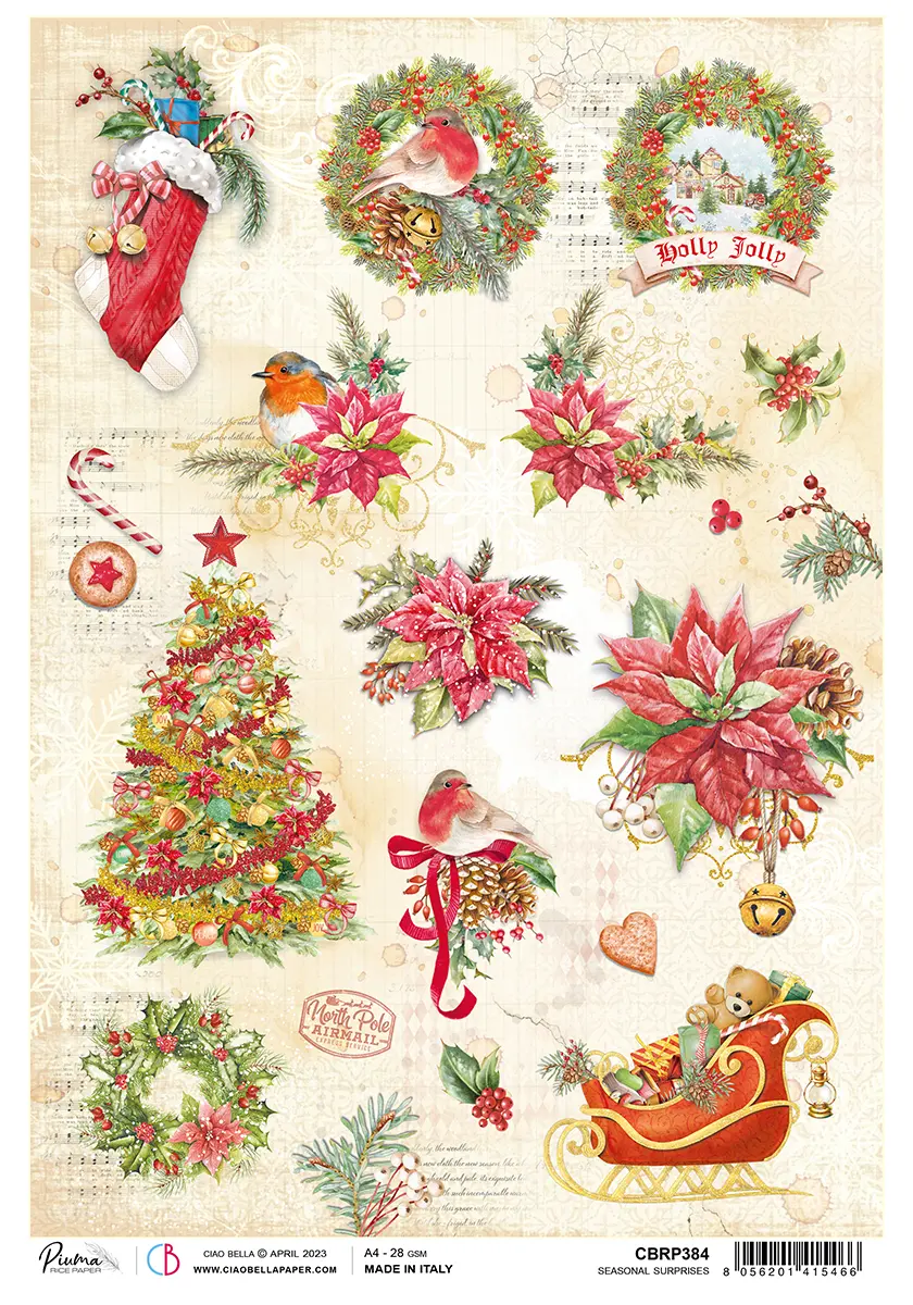 Ciao Bella Rice Paper A4 Piuma Seasonal Surprises - 5 Sheets 1