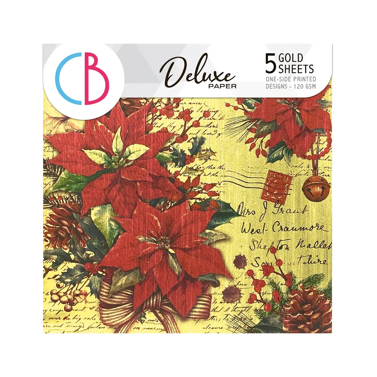 Christmas Vibes Deluxe Paper Gold 6"X6" 5/Pkg 1