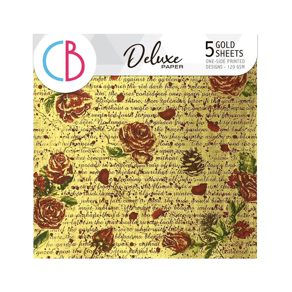 Frozen Roses  Deluxe Paper Gold 6"X6" 5/Pkg 1