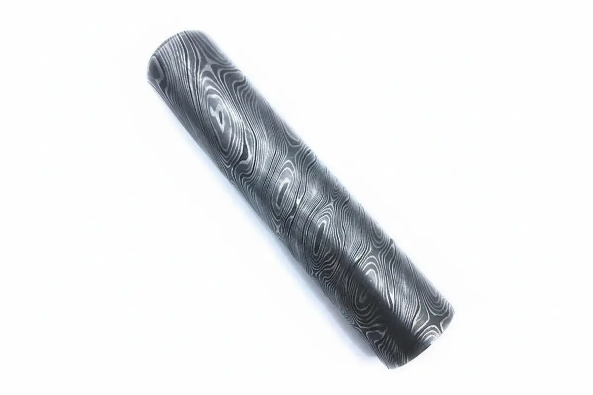 Damascus Steel Round Bar 5.5 Inch Length 32 Mm Thick Rod For Ring Making 1