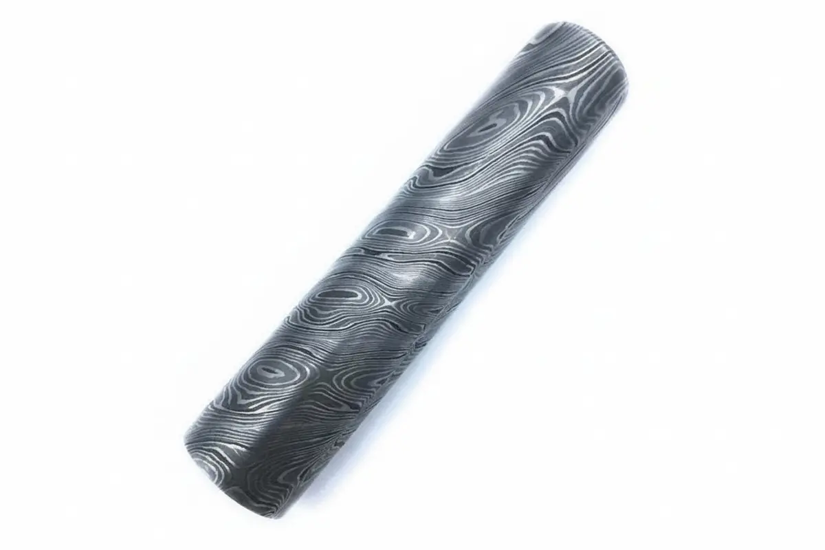 Custom Handmade Damascus Steel Round Bar Rod 5.5 Inch 32 Mm Diameter 1
