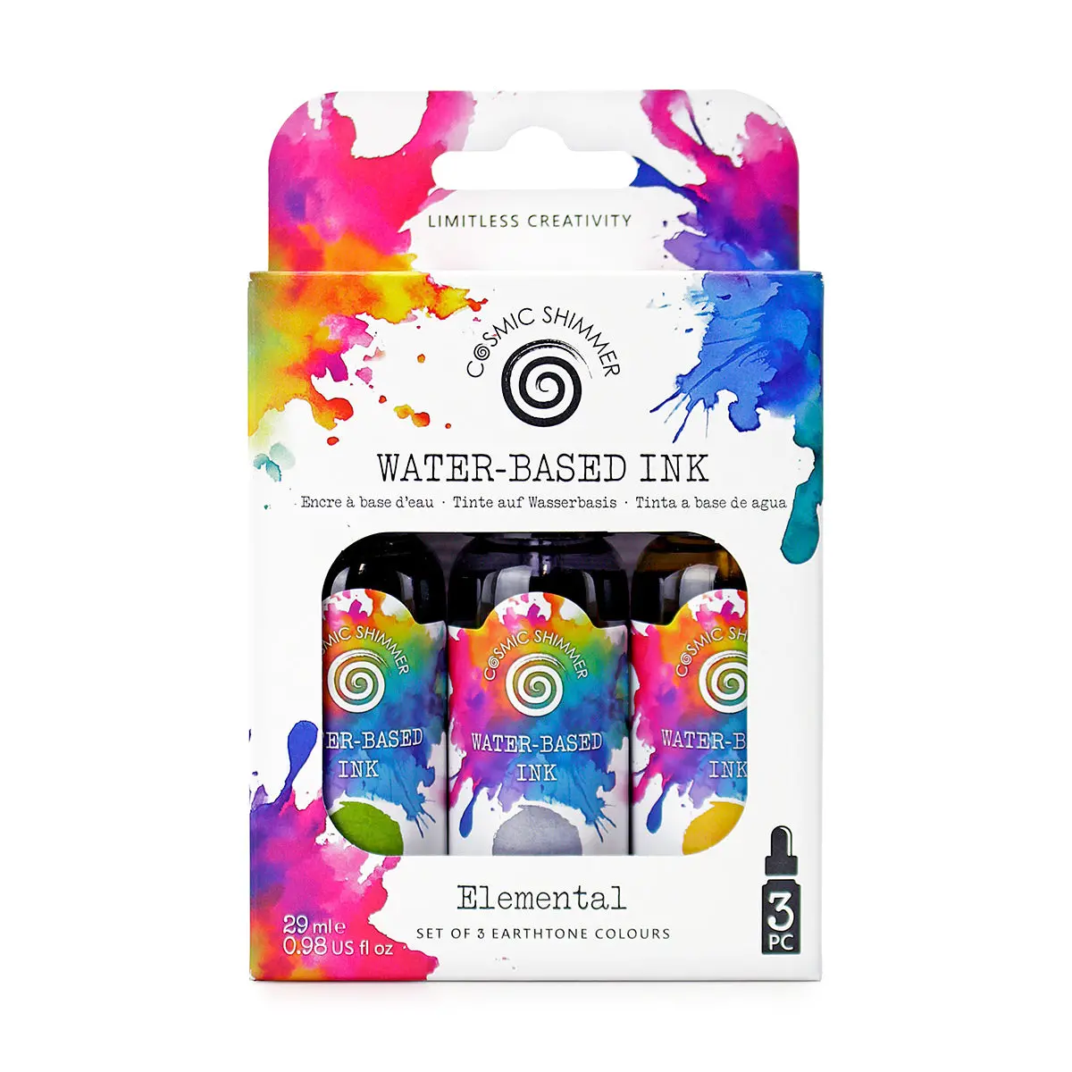Cosmic Shimmer Elemental Water-Based Inks, Set Of 3 Earthtone Colours 1