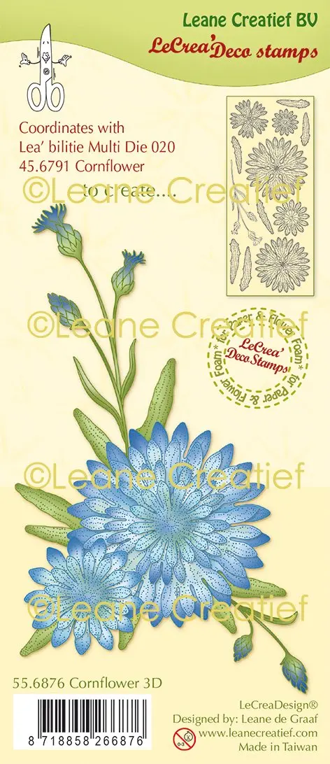 Lecreadesign Deco Clear Stamp Cornflower 3D 1