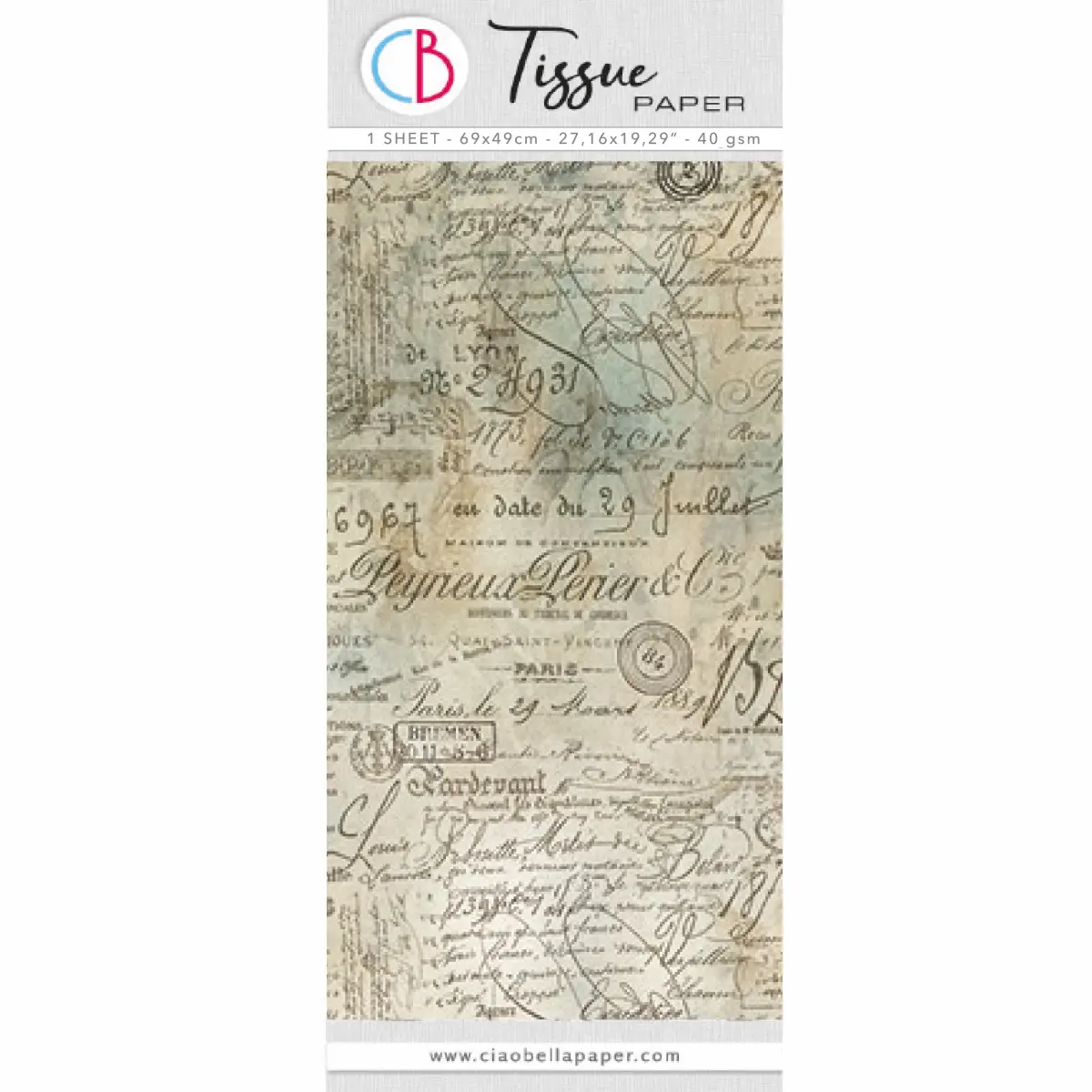 Tissue Paper Cm69x49 27,66"X19,29” Old Ledgers 1