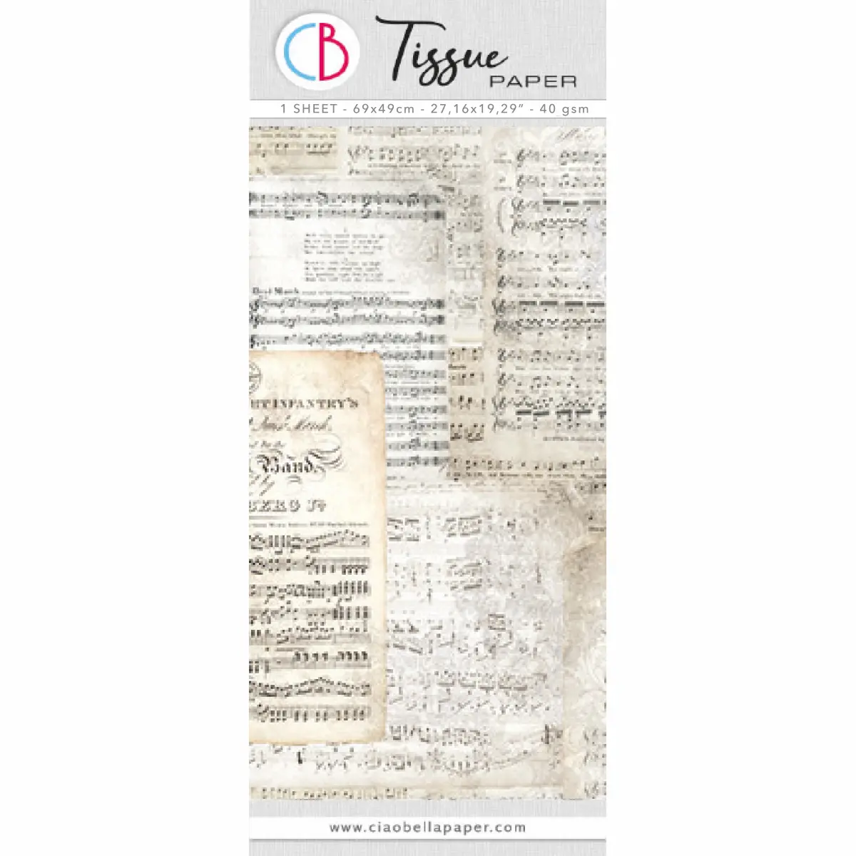 Tissue Paper Cm69x49 27,66"X19,29”Vintage Music Sheet 1