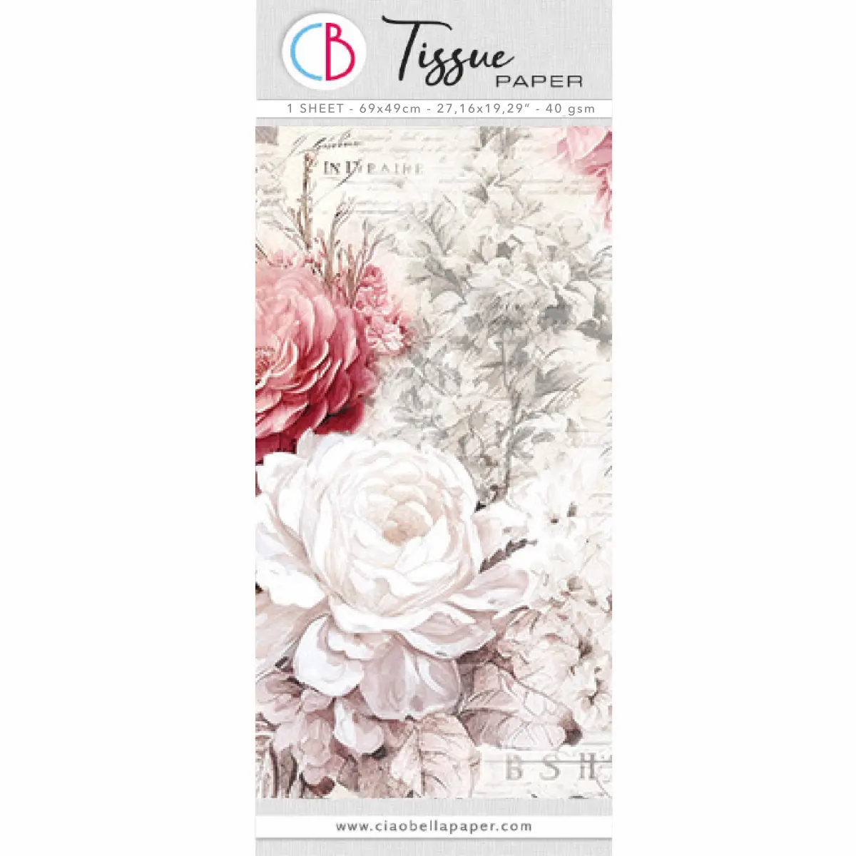 Tissue Paper Cm69x49 27,66"X19,29” Flowers Dreams 1