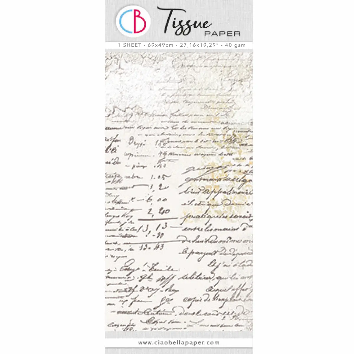 Tissue Paper Cm69x49 27,66"X19,29” Handwritten Page 1