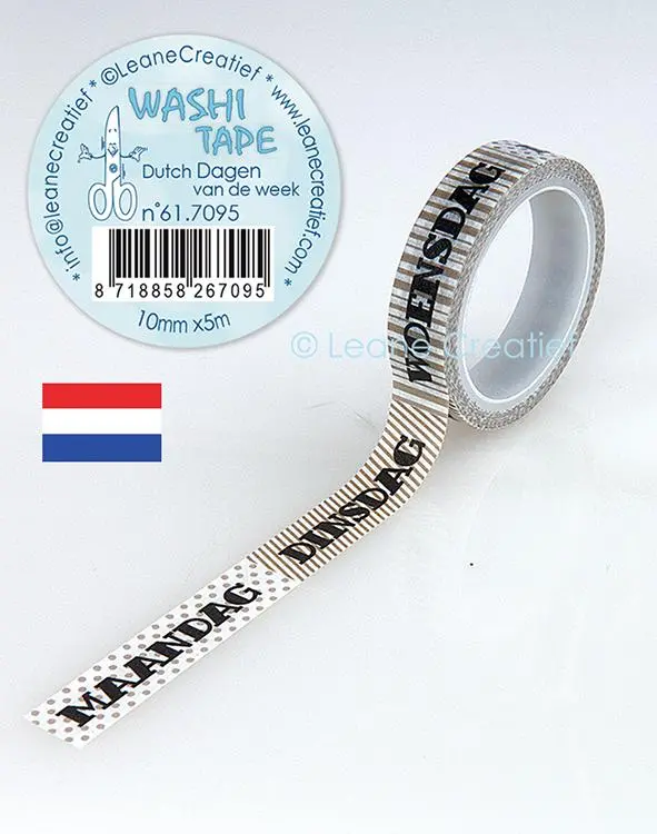 Washi Tape Dutch Dagen Van De Week, 10Mm X 5M 1