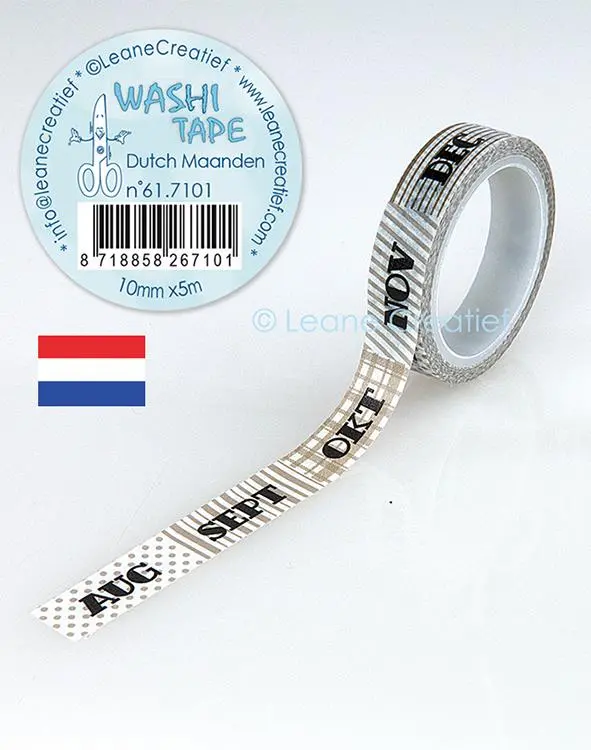 Washi Tape Dutch Maanden, 10Mm X 5M 1