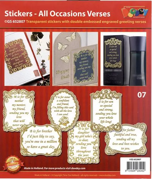 All Ocassions  Stickers Assorted Gold/Silver 1