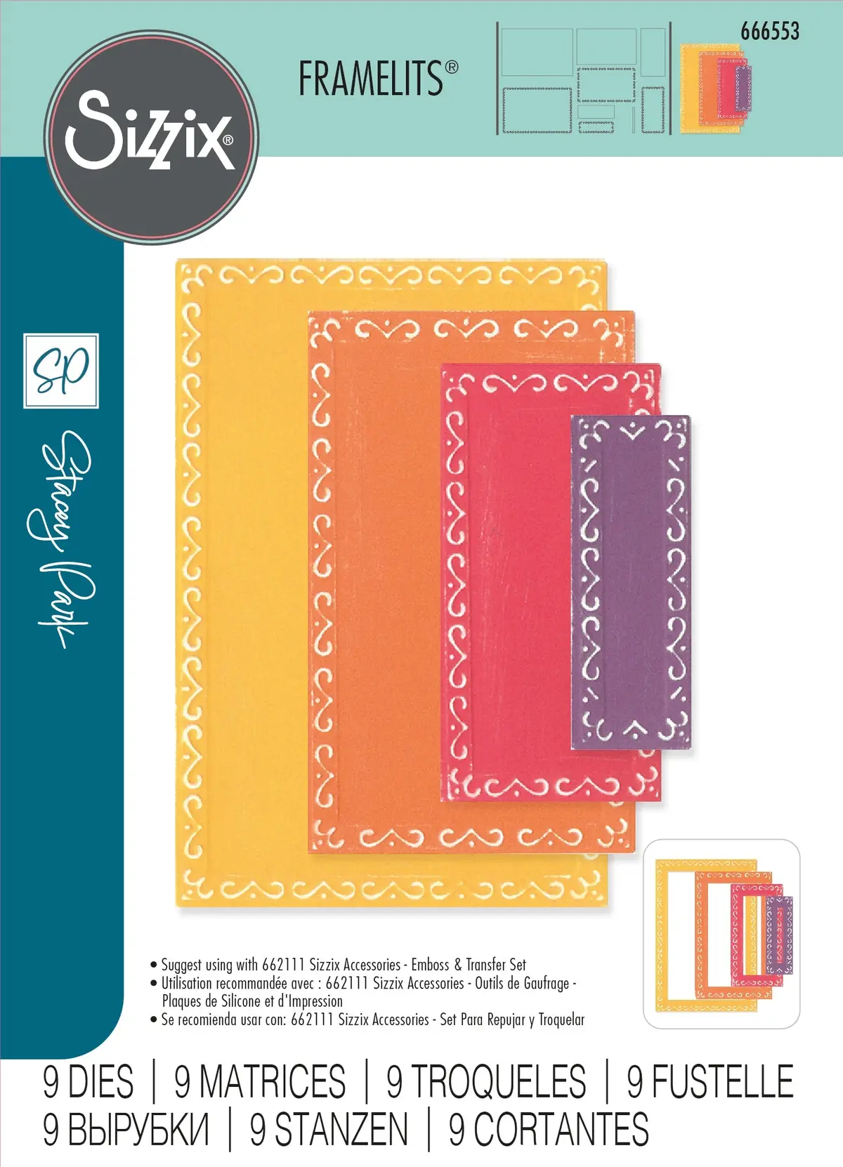Sizzix Framelits Die Set 9Pk Fanciful Framelits Renee Deco Rectangles By Stacey 1